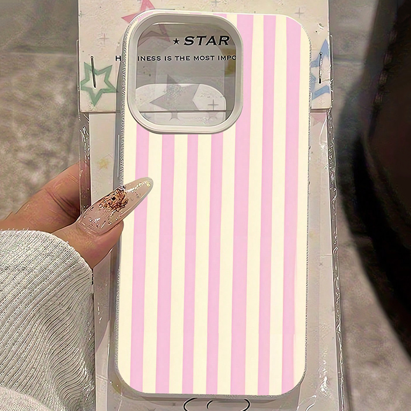 Phone Cases Mous - Simple Pink Vertical Striped Lichee Pattern