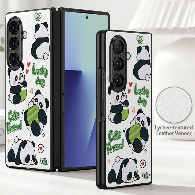 Phone Cases Z Fold 5 - Cute Panda Print PU Leather Phone