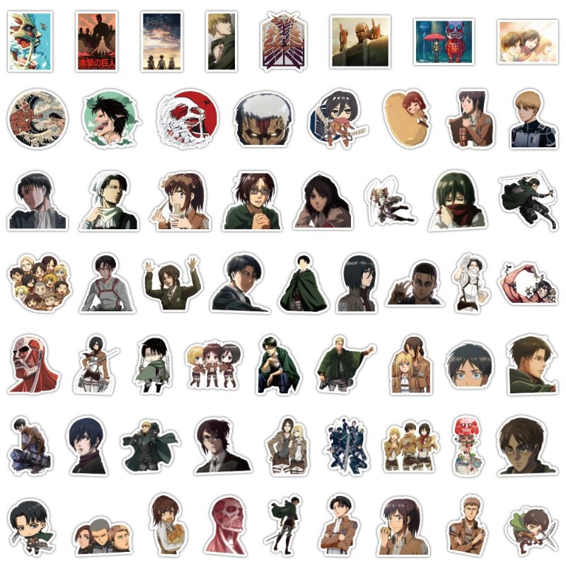 Phone Cases Aesthetic - 60Pcs Attack on Titan Anime Stickers