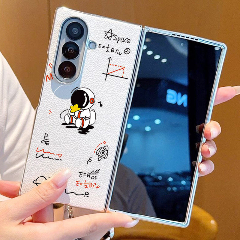 Phone Cases Z Fold 5 - Astronaut Pattern PU Leather Phone Case