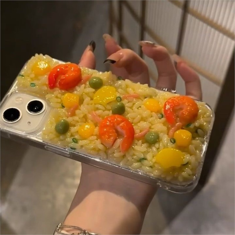 Phone Cases Ugly - Luxury 3D Rice Shrimp Silicone Clear