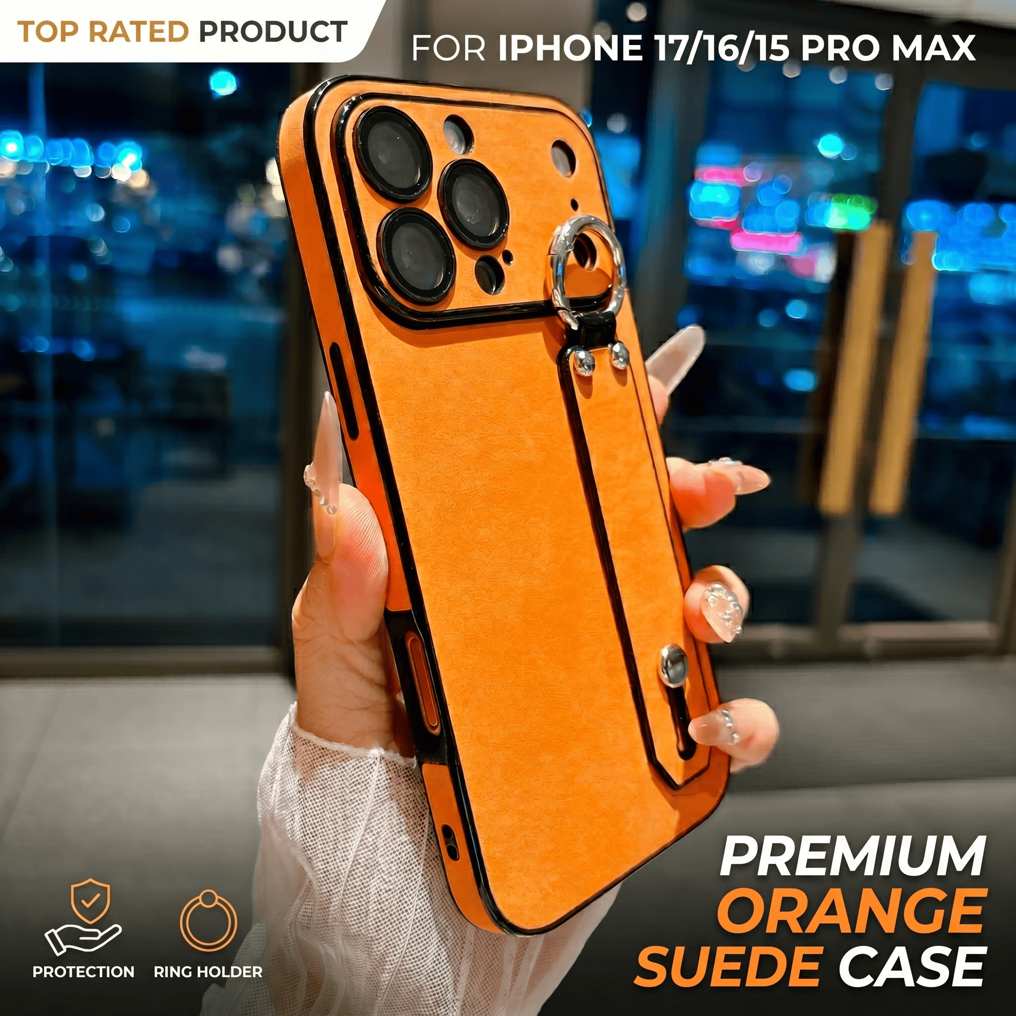 Phone Cases For Iphone 16 - Suede Leather Wrist Strap Holder Phone