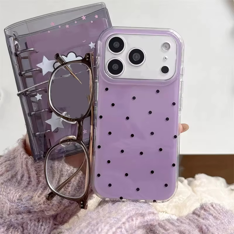 Phone Cases Polka Dot - Minimalist Ins Style Purple Polka Dots