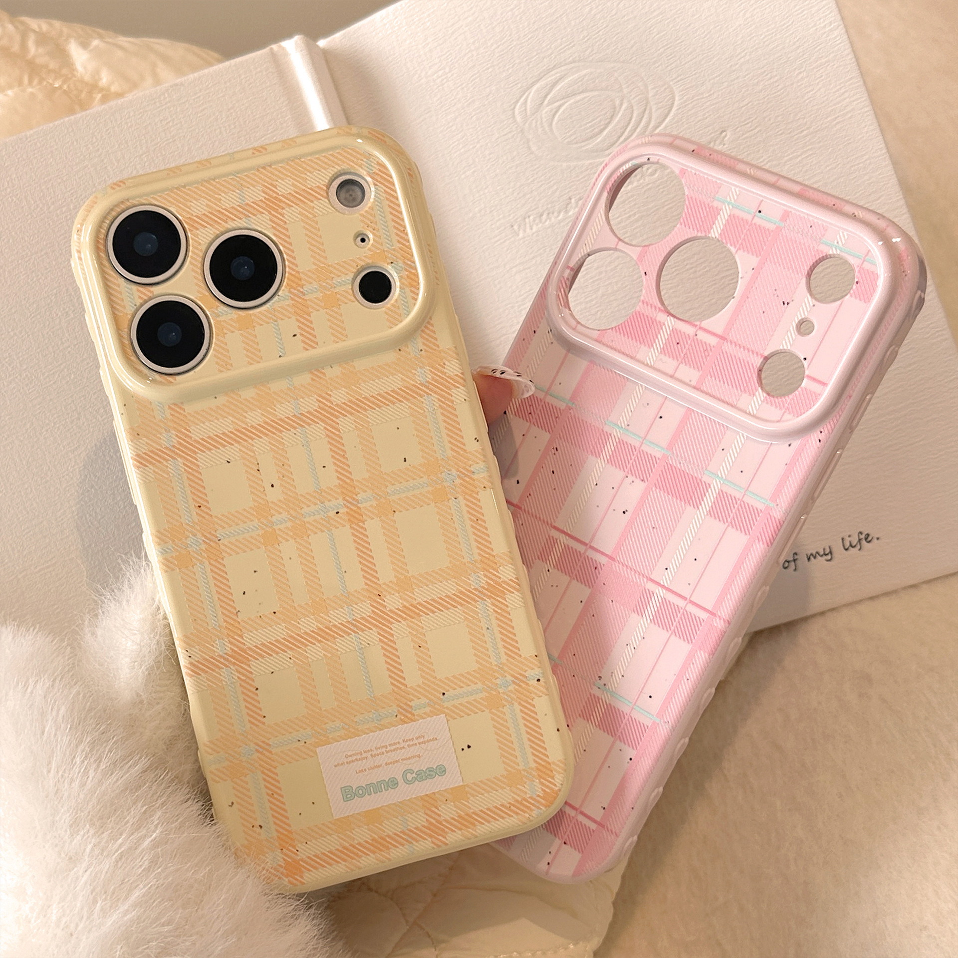 Phone Cases That Cover The Camera - Korean Splashed ink Grid Pattern Soft