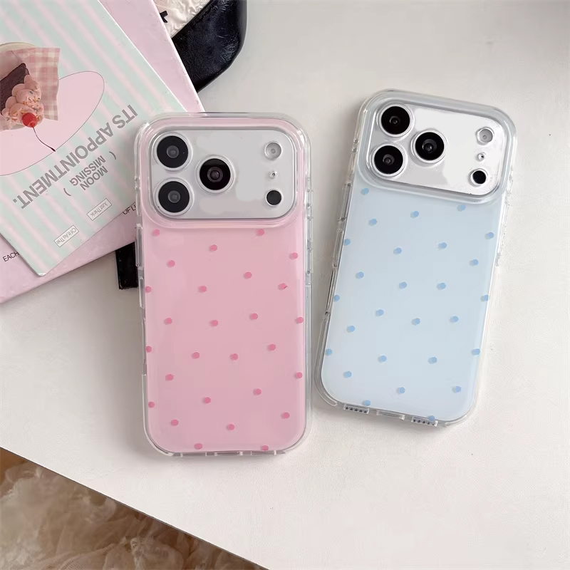 Phone Cases Polka Dot - Korean Ins Girl Simple Blue Pink