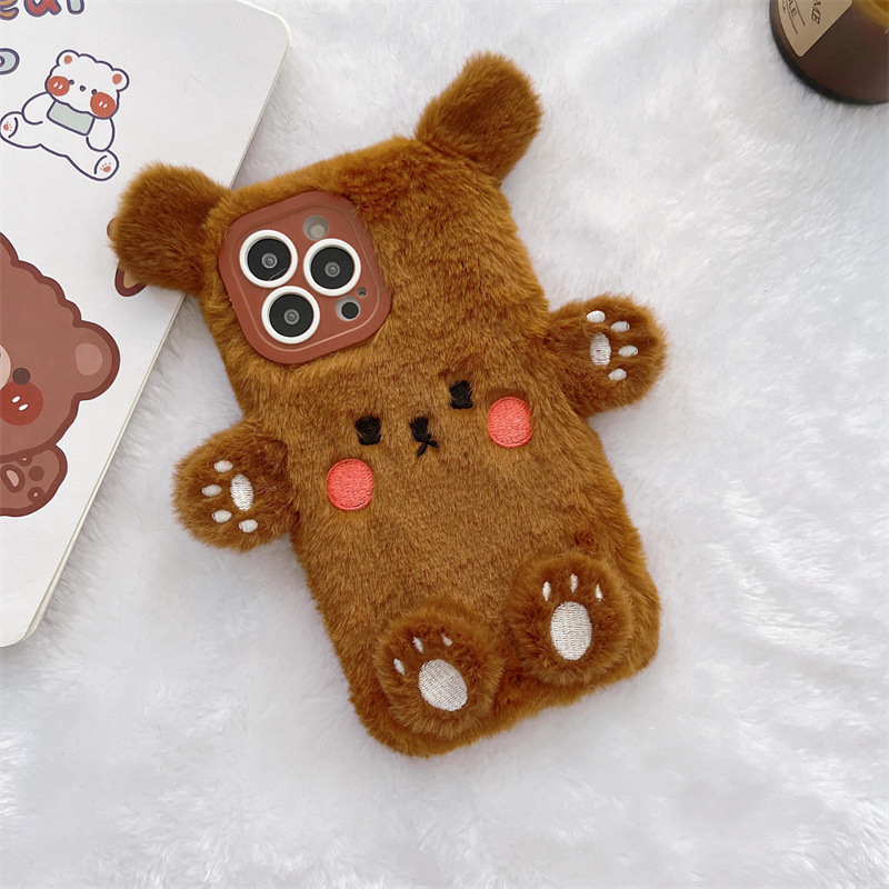 Korean 3D Cartoon Bear Fluffy  – Phone Cases For Iphone 16 Bewertung und Preis