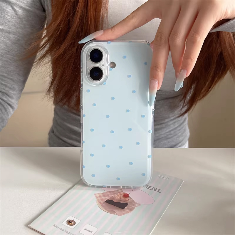 Korean Ins Girl Simple Blue Pi – Phone Cases Polka Dot Bewertung und Preis