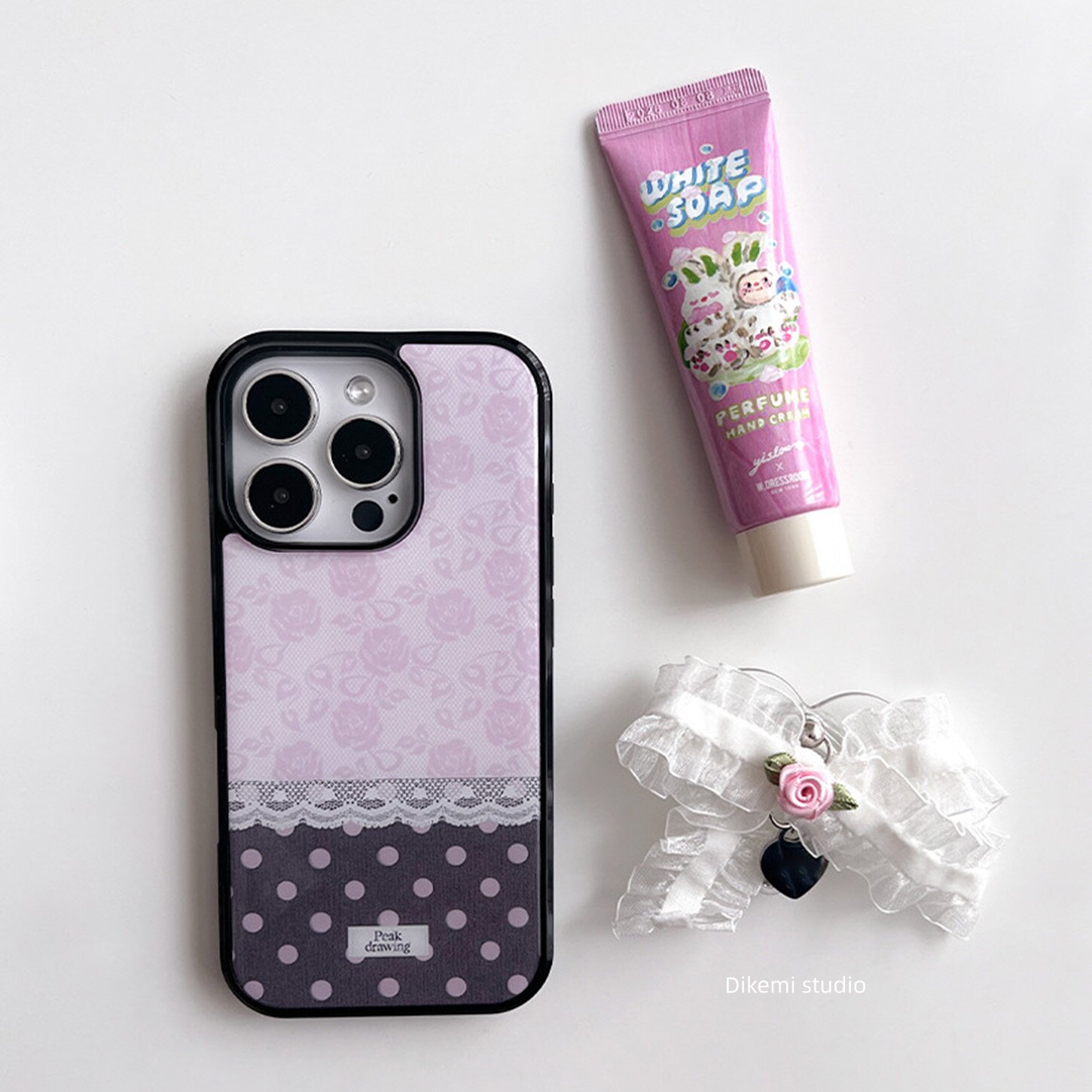 Korean Ins Pink Rose Lace Polk – Phone Cases Polka Dot Bewertung und Preis