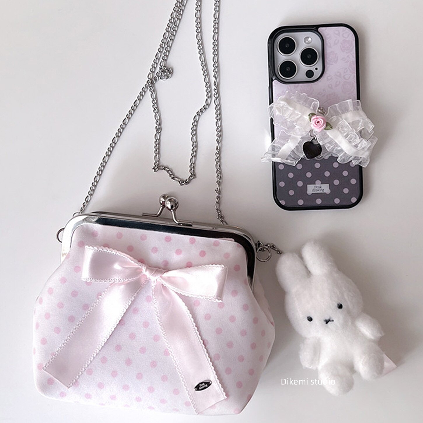 Korean Ins Pink Rose Lace Polk – Phone Cases Polka Dot Bewertung und Preis
