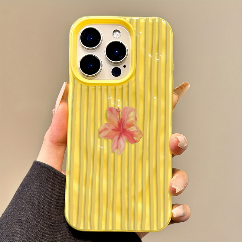 Yellow Striped Pink Flower Aes – Phone Cases Aesthetic Bewertung und Preis