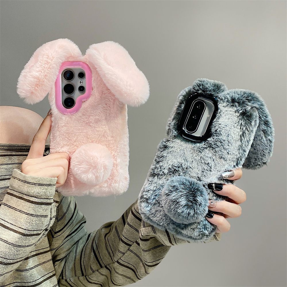 Cute Rabbit Ears Fluffy Stand  – Phone Cases That Cover The Camera Bewertung und Preis