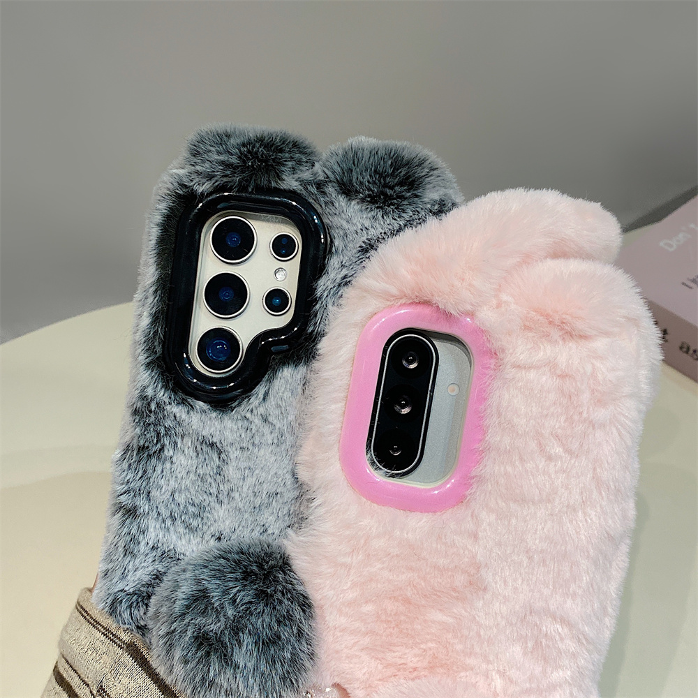 Cute Rabbit Ears Fluffy Stand  – Phone Cases That Cover The Camera Bewertung und Preis